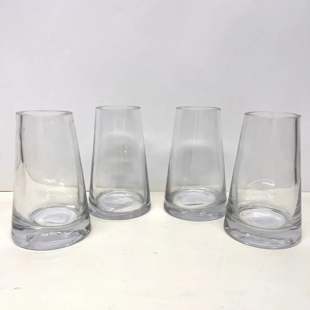 Fat Pyramid Vase 4.5in Tall Set of 4